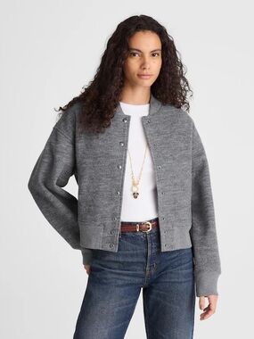 NWT Madewell Double-faced knit bomber jacket size large